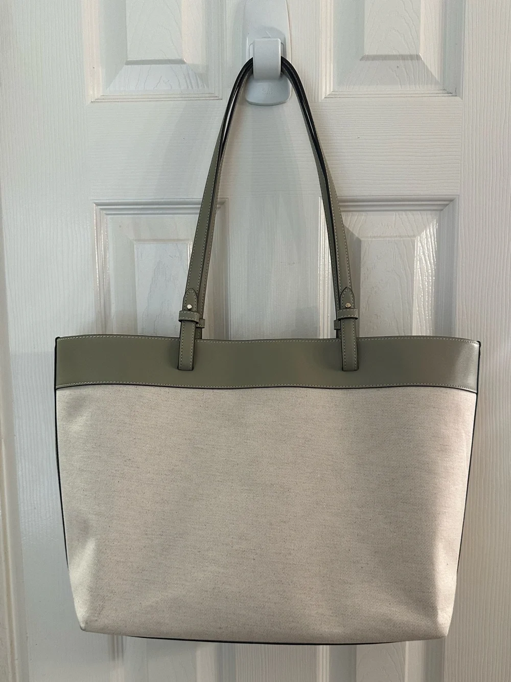 kate spade Olive and Cream Canvas Tote with Coin Pouch